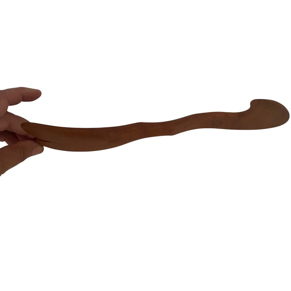 Handmade Curved Wood Heart Salad Server Utensil OvenRack Tool Primitive Brown